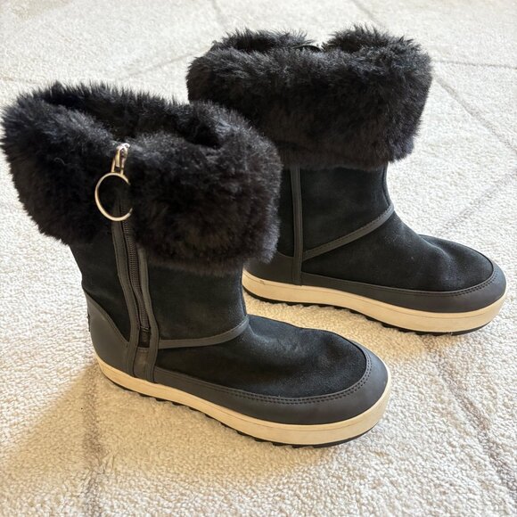 Koolaburra by UGG “Tynlee” Black Waterproof Suede & Faux Fur Mid-Calf Boot - Picture 3 of 6
